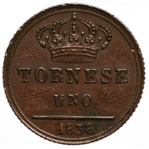 Italy, 1 tornese 1838