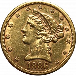 USA, 5 USD 1886, San Francisco - Liberty