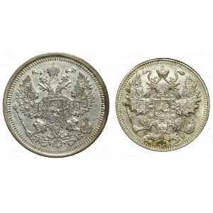 Russia, Nicholas II, 20 kopecks 1908 and 15 kopecks 1913