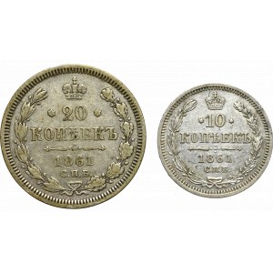 Rusko, Alexander II, sada 20 kopejok 1861 a 10 kopejok 1861