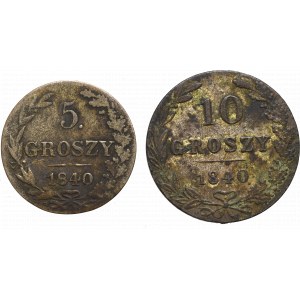 Ruské dělení, Mikuláš I., sada 10 haléřů 1840 a 5 haléřů 1840 tečka - RARE !