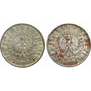 II Rzeczpospolita, 5 złotych 1936 Piłsudski - zestaw 2 egzemplarze