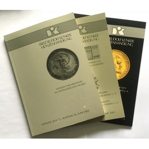 Auction catalogs 3 pcs, Künker 75/2002, Künker 85/2003, Künker 88/2003.