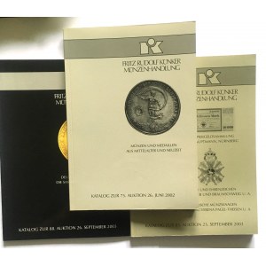 Auction catalogs 3 pcs, Künker 75/2002, Künker 85/2003, Künker 88/2003.