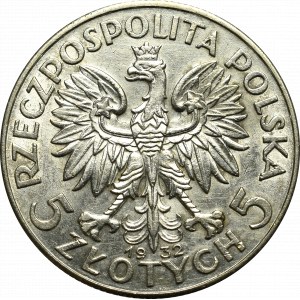 II Rzeczpospolita, 5 złotych 1932 BZM Głowa kobiety