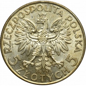 II Rzeczpospolita, 5 złotych 1934 Głowa kobiety