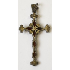 Silver cross with marcasites and garnets