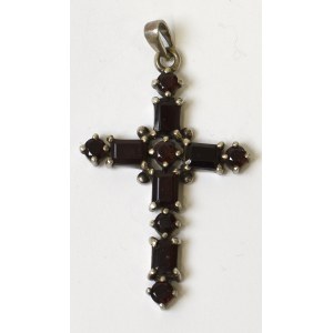 Silver cross with garnets