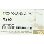 II Republic of Poland, 10 zloty 1925 - NGC MS65