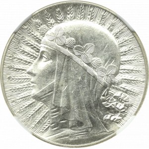II Rzeczpospolita, 5 złotych 1933 Głowa kobiety - NGC MS63