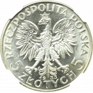 II Rzeczpospolita, 5 złotych 1933 Głowa kobiety - NGC MS63