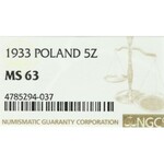 II Republic of Poland, 5 zloty 1933 Polonia - NGC MS63