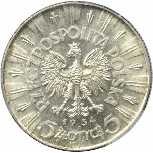 II Rzeczpospolita, 5 złotych 1934 Piłsudski - PCGS MS62