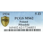 Second Polish Republic, 5 zlotych 1934 - PCGS MS62