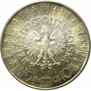 II Rzeczpospolita, 10 złotych 1939 Piłsudski - PCGS MS64