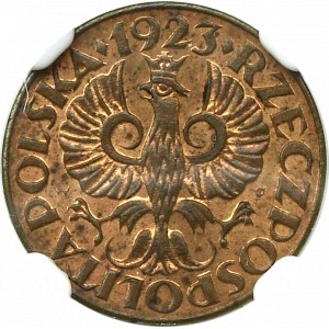 II Rzeczpospolita, 1 grosz 1923 - NGC MS64RB