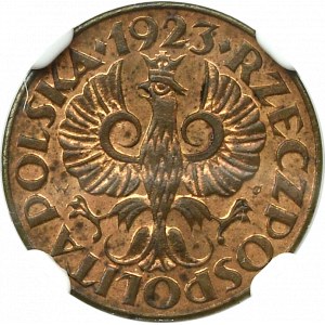 II Republic of Poland, 1 groschen 1923 NGC MS64RB