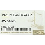 II Republic of Poland, 1 groschen 1923 NGC MS64RB