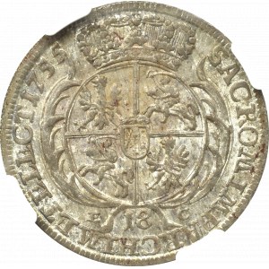 Saxony, Friedrich August II, 18 groschen 1755 - NGC MS63