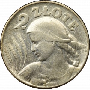 II Rzeczpospolita, 2 złote 1925 (bez kropki), Filadelfia Kobieta i kłosy