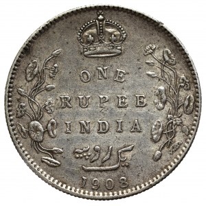 India, 1 rupia 1908