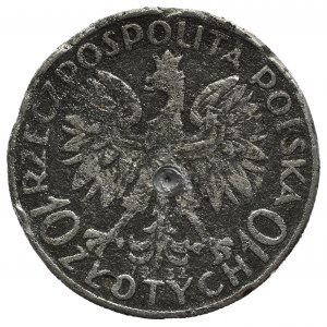 II Rzeczpospolita, 10 złotych 1932 BZM Głowa kobiety - fals z epoki