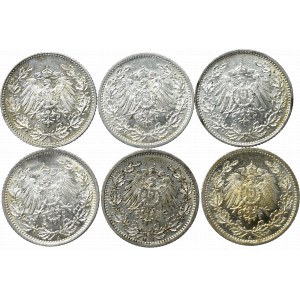 Germany, Lot of 1/2 1913-1916 (6pcs)