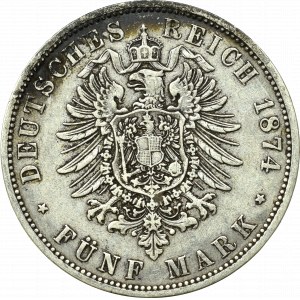 Germany, Preussen, 5 mark 1874