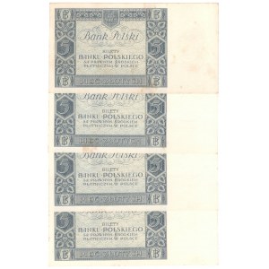 II RP, 5 gold 1930 DS - set of 4 pieces, consecutive numbers