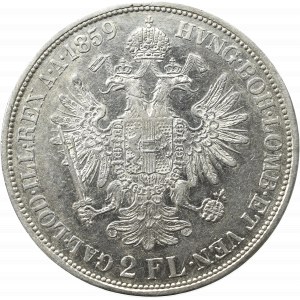 Austro-Hungary, Franz Joseph I, 2 florin 1859 B