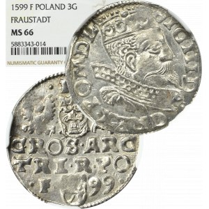 Sigismund III. Wasa, Trojak 1599, Wschowa - RARE - NGC MS66 (MAX)