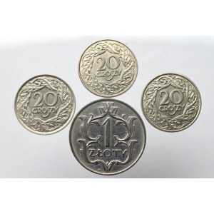 II Rzeczpospolita, zestaw monet od 20 groszy - 1 złoty
