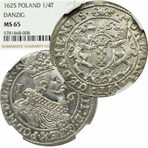 Zygmunt III Waza, Ort 1625, Gdańsk - NGC MS65 (2-MAX)