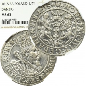 Sigismund III, 18 groschen 1615, Danzig - NGC MS63
