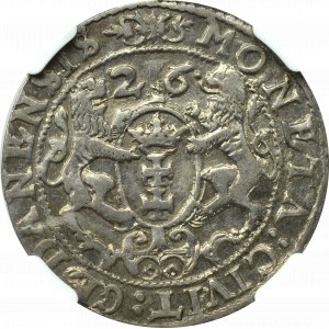 Sigismund III Vasa, Ort 1626, Danzig - WIDE LAND - NGC AU58