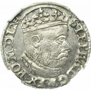 Stefan Batory, Trojak 1586, Olkusz - ligatura NH - NGC MS61 (2-MAX)