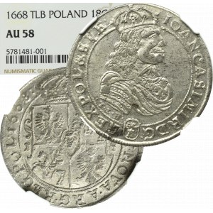 Jan II Kazimierz, Ort 1668, Bydgoszcz - NGC AU58 (MAX)