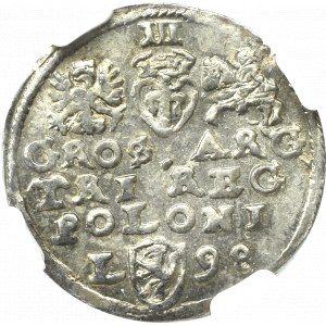 Zygmunt III Waza, Trojak 1598, Lublin - RZADKOŚĆ - NGC MS65 (2-MAX)