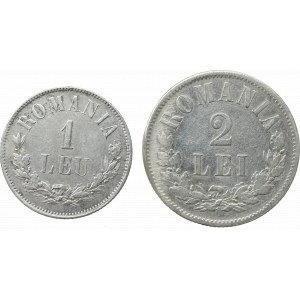 Rumunia, Zestaw 1 i 2 lei 1873-75