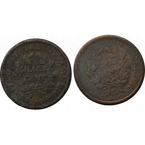 USA, Zestaw 1/2 centa 1804 i 1807