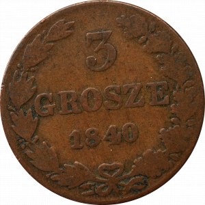 Zabór rosyjski, Mikołaj I, 3 grosze 1840