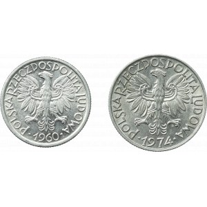 PRL, Zestaw 2 złote 1960 i 5 złotych 1974