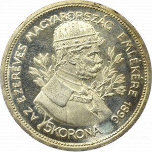 Hungary, 5 korona 1896 Millenium - restrike