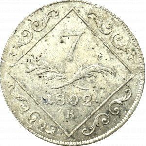 Austria, Franz II, 7 kreuzer 1802 - overstriked on 12 kreuzer