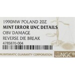 Peoples Republic of Poland, 20 zloty 1990 - Mint Error NGC UNC Details