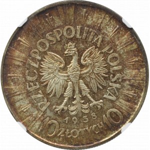 II Republic of Poland, 10 zloty 1938 Pilsudski - NGC MS63