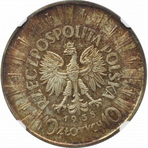 II Rzeczpospolita, 10 złotych 1938 Piłsudski - NGC MS63