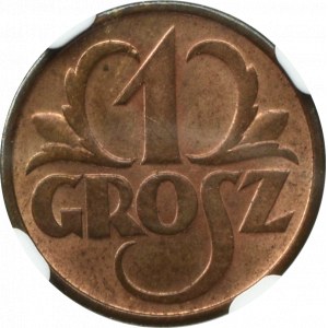 II Republic of Poland, 1 groschen 1936 - NGC MS64 RB