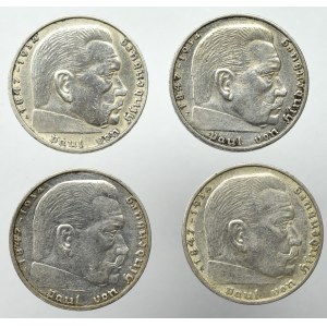 Germany, III Reich, Lot of 2 mark Hindenburg