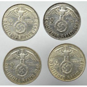 Germany, III Reich, Lot of 2 mark Hindenburg